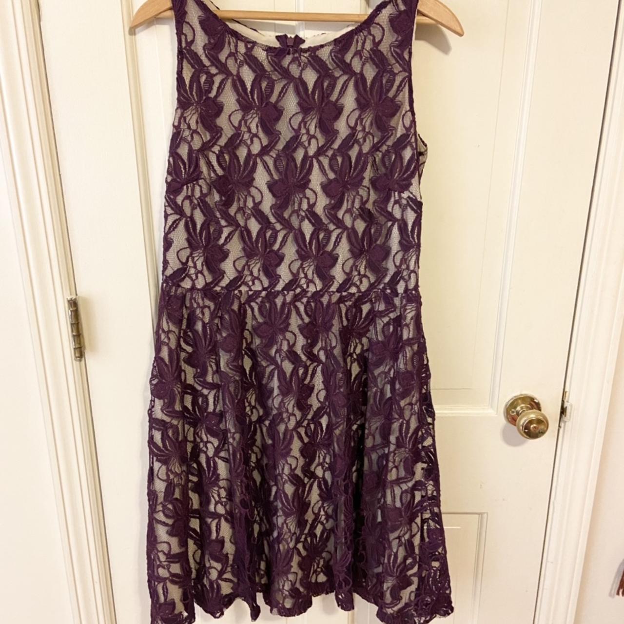 Danny and Nicole midi purple lace cocktail... - Depop