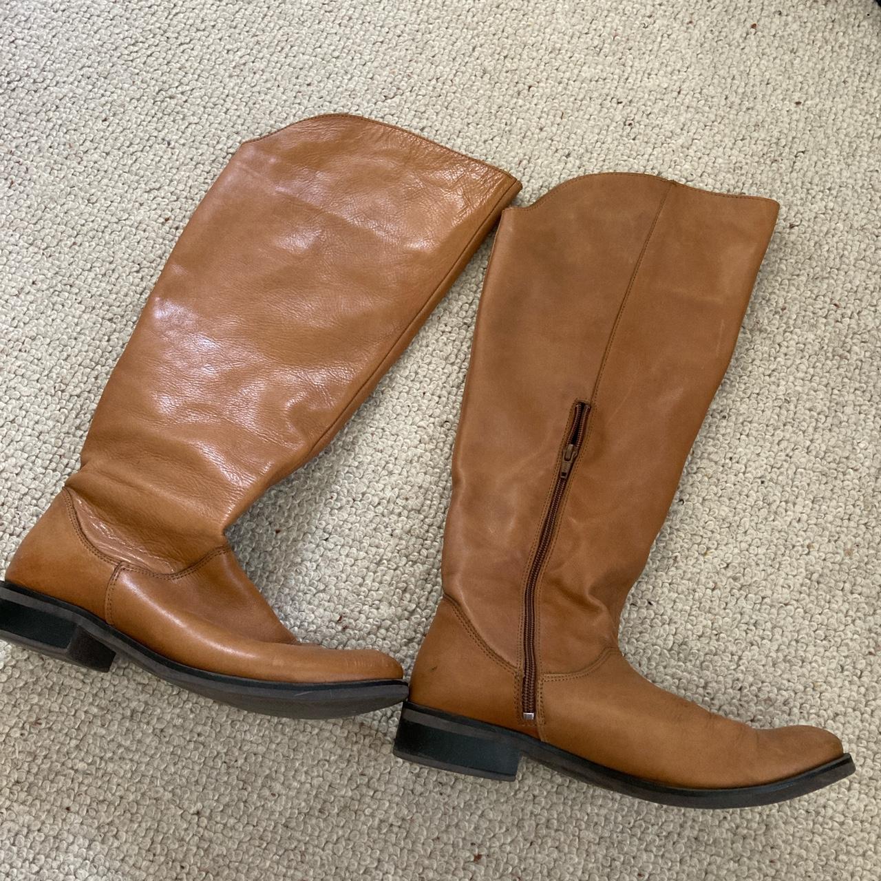 knee high brown boots no heel