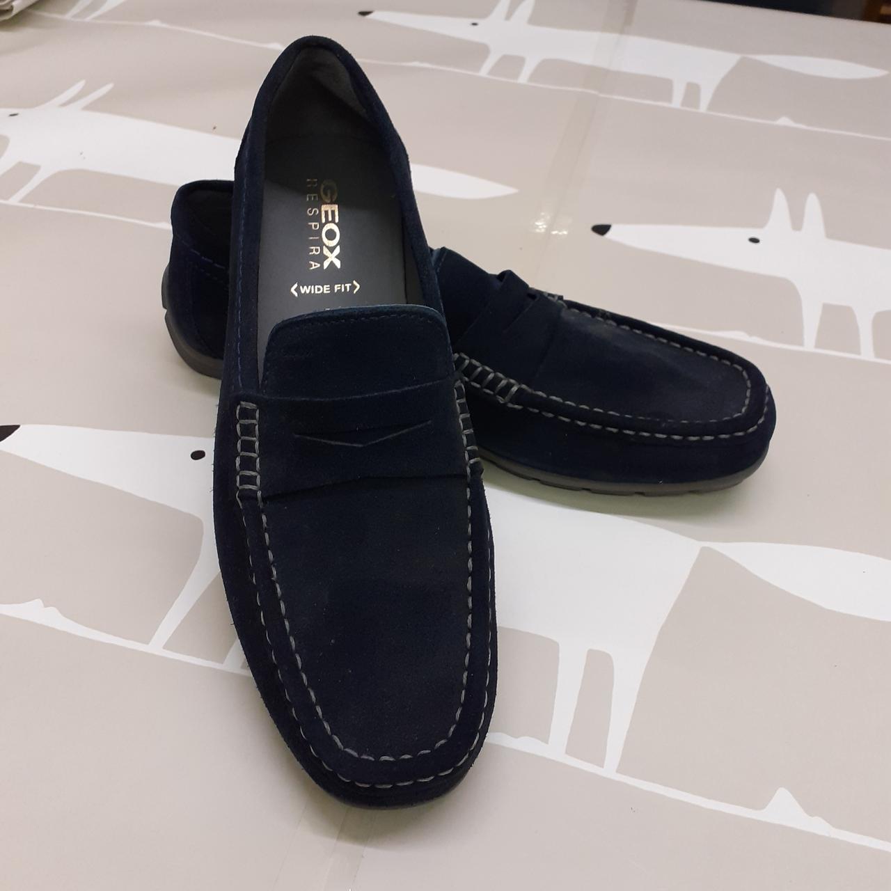 Mens blue geox respira suede leather loafers uk size... - Depop