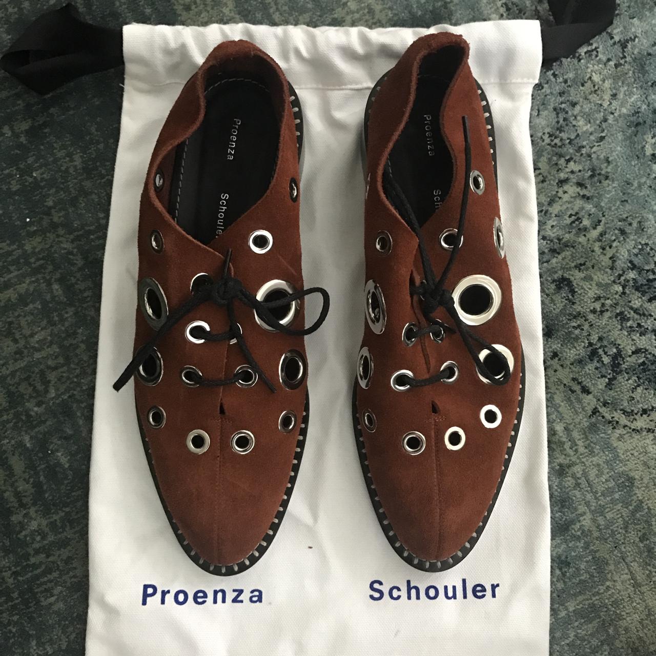 Proenza Schouler grommet embellished oxfords. Brown