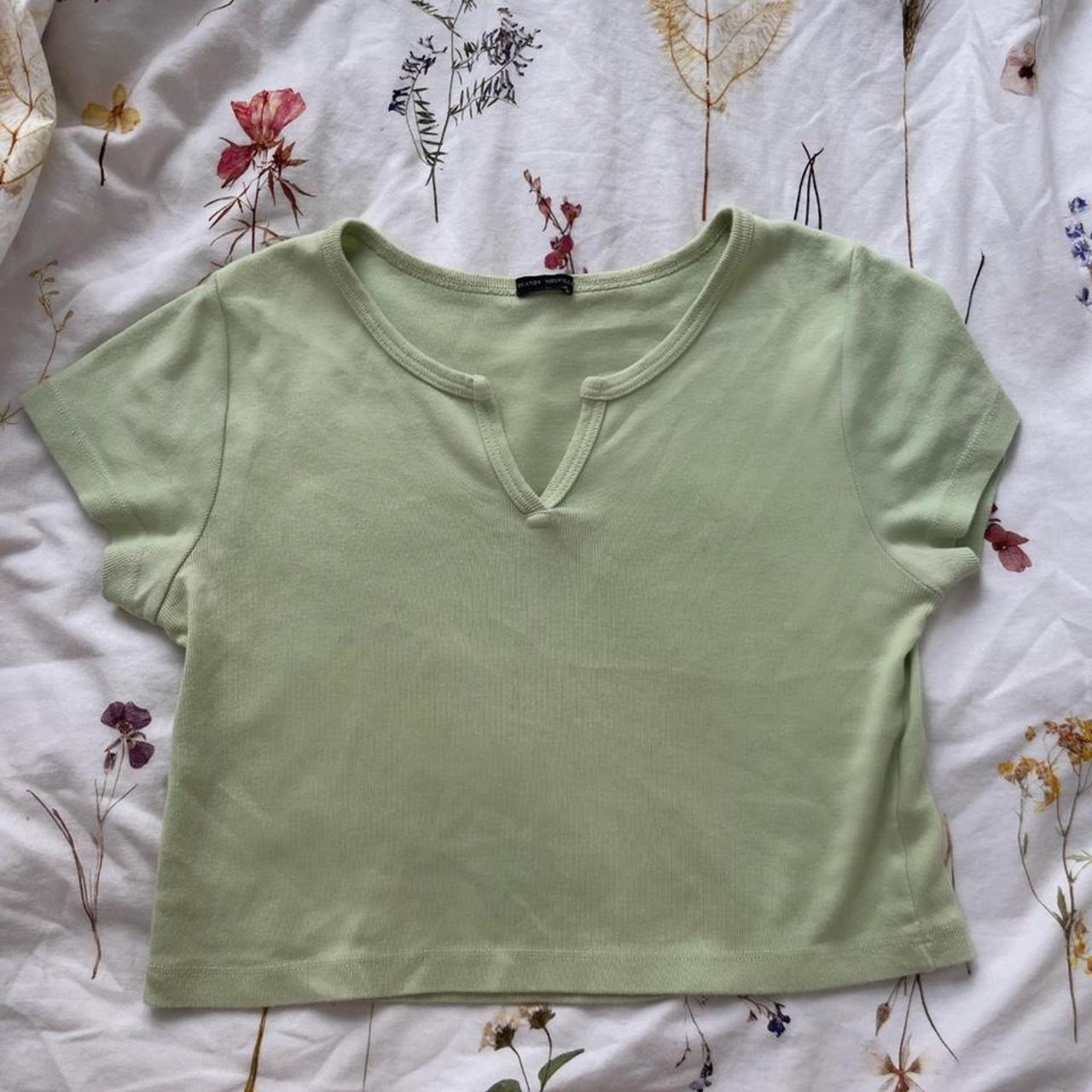Brandy Melville Women's Green Croptop Depop