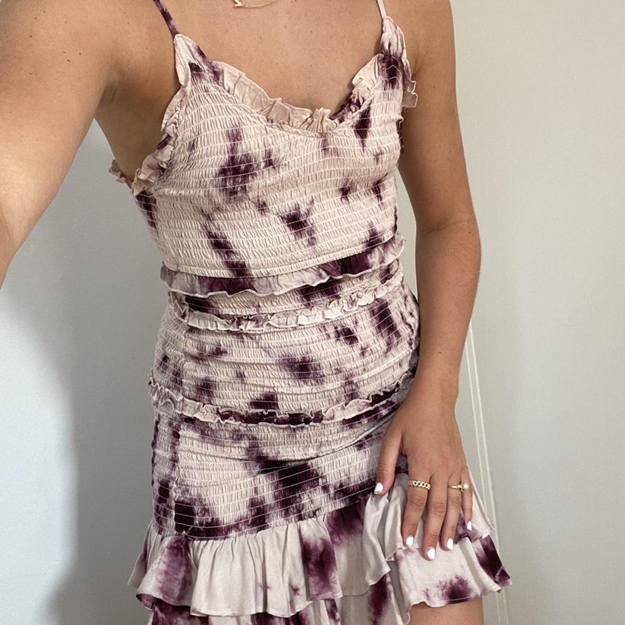 Vintage Havana Pink and Purple Tie Dye Smocked Dress Depop