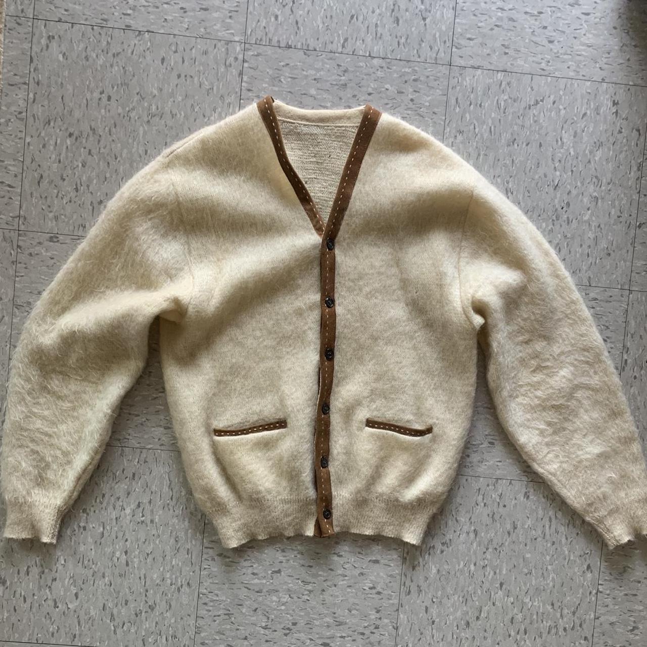 Vintage 50s 60s Mohair Cardigan Small Holes on back... - Depop