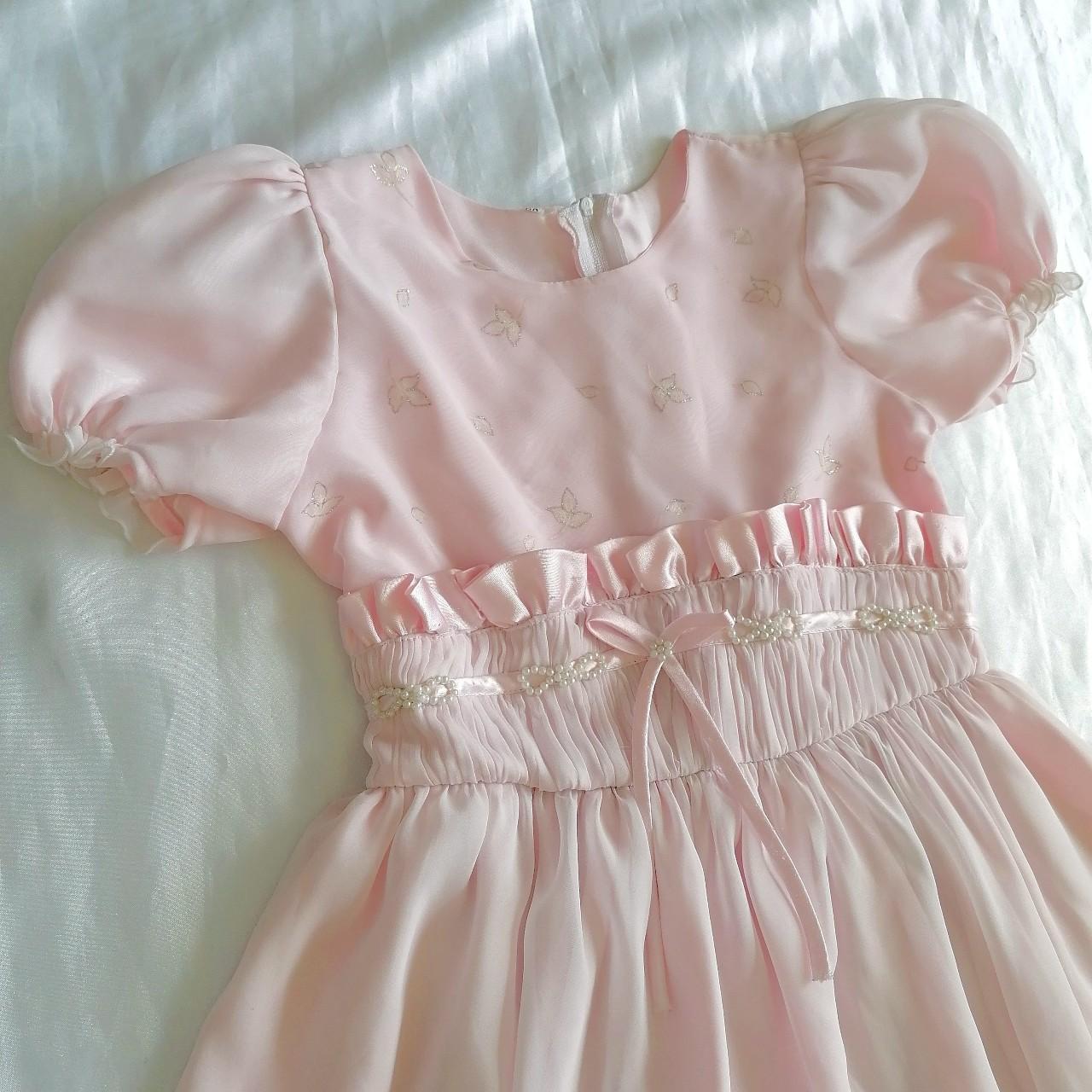 Pastel pink princess babydoll dress. Glittery leaf... Depop