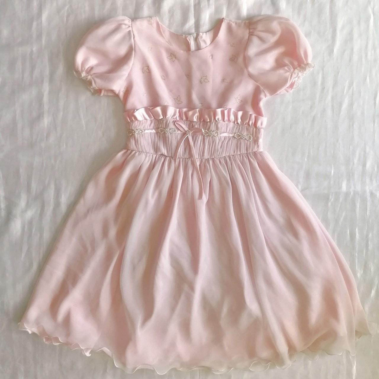 Pastel pink princess babydoll dress. Glittery leaf... - Depop