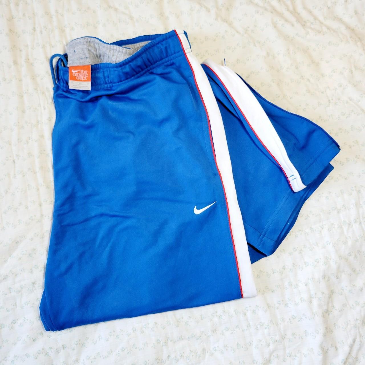 Vintage Nike 2000s Blue White and Red Track... - Depop