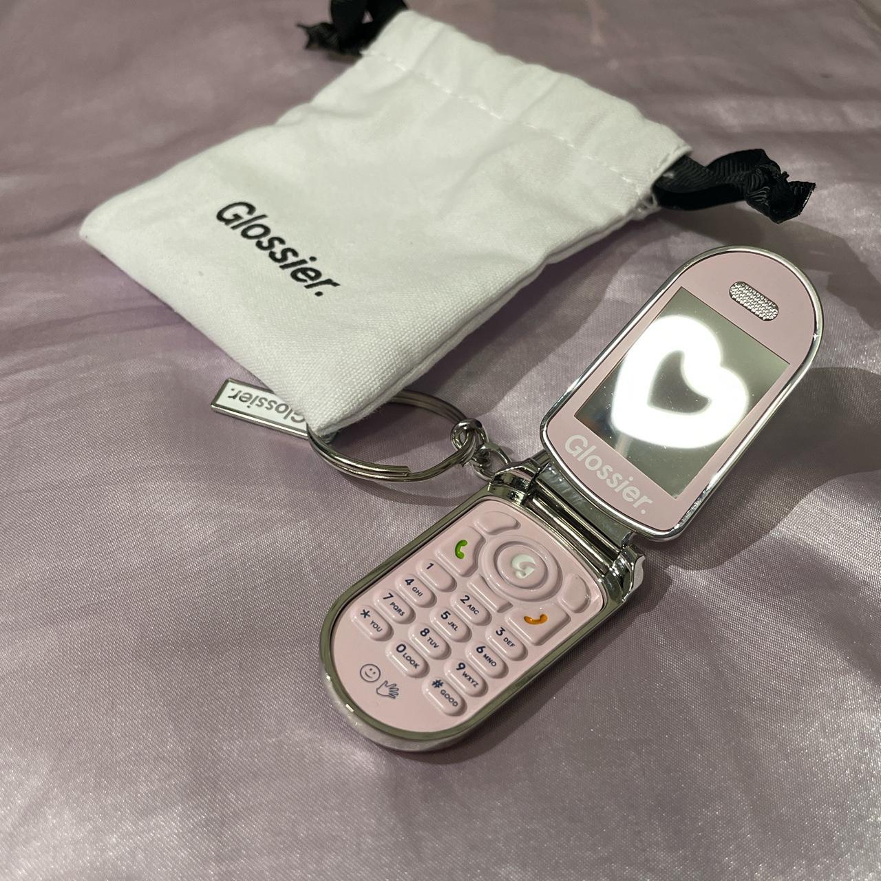 GLOSSIER x Los Angeles LA Flip Phone Mirror Keychain Key Exclusive Charm  NEW bag