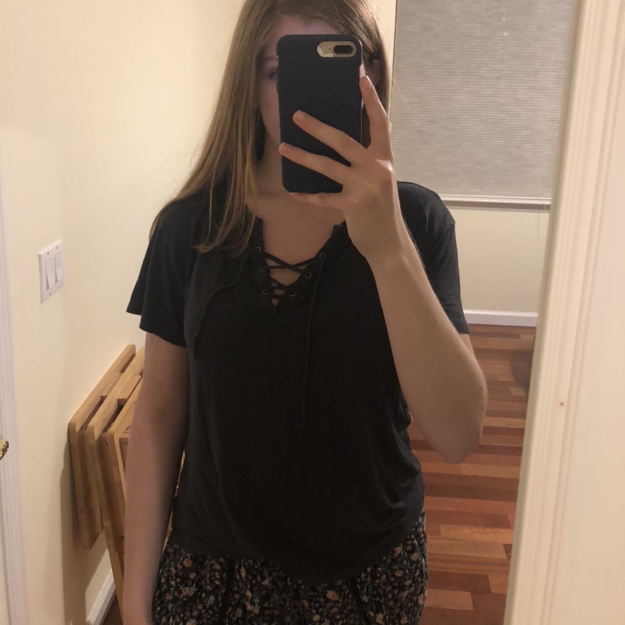 American eagle dark gray soft \u0026 sexy t shirt worn..., image size:1280x1280