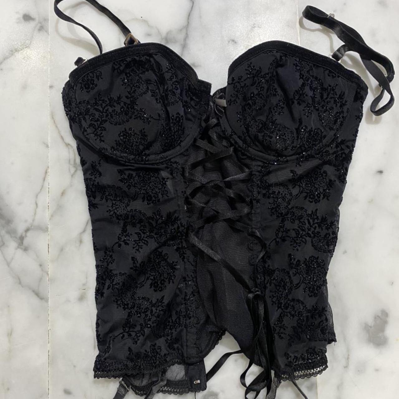 black lace corset top size S or M depends on how you... Depop