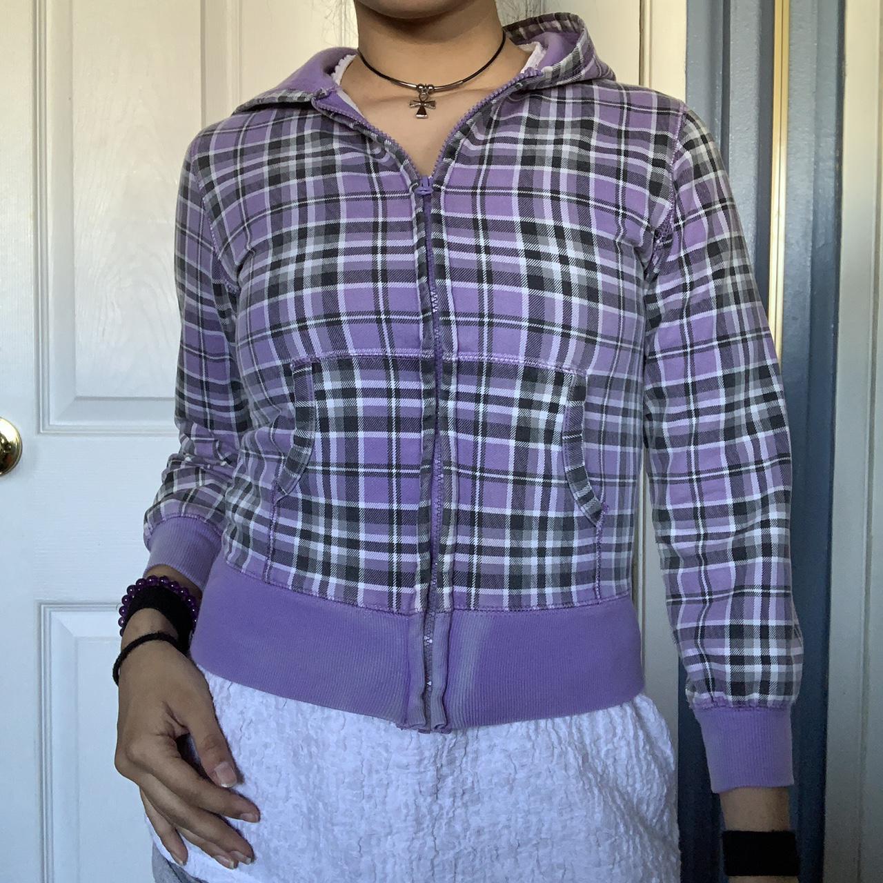 purple plaid jacket