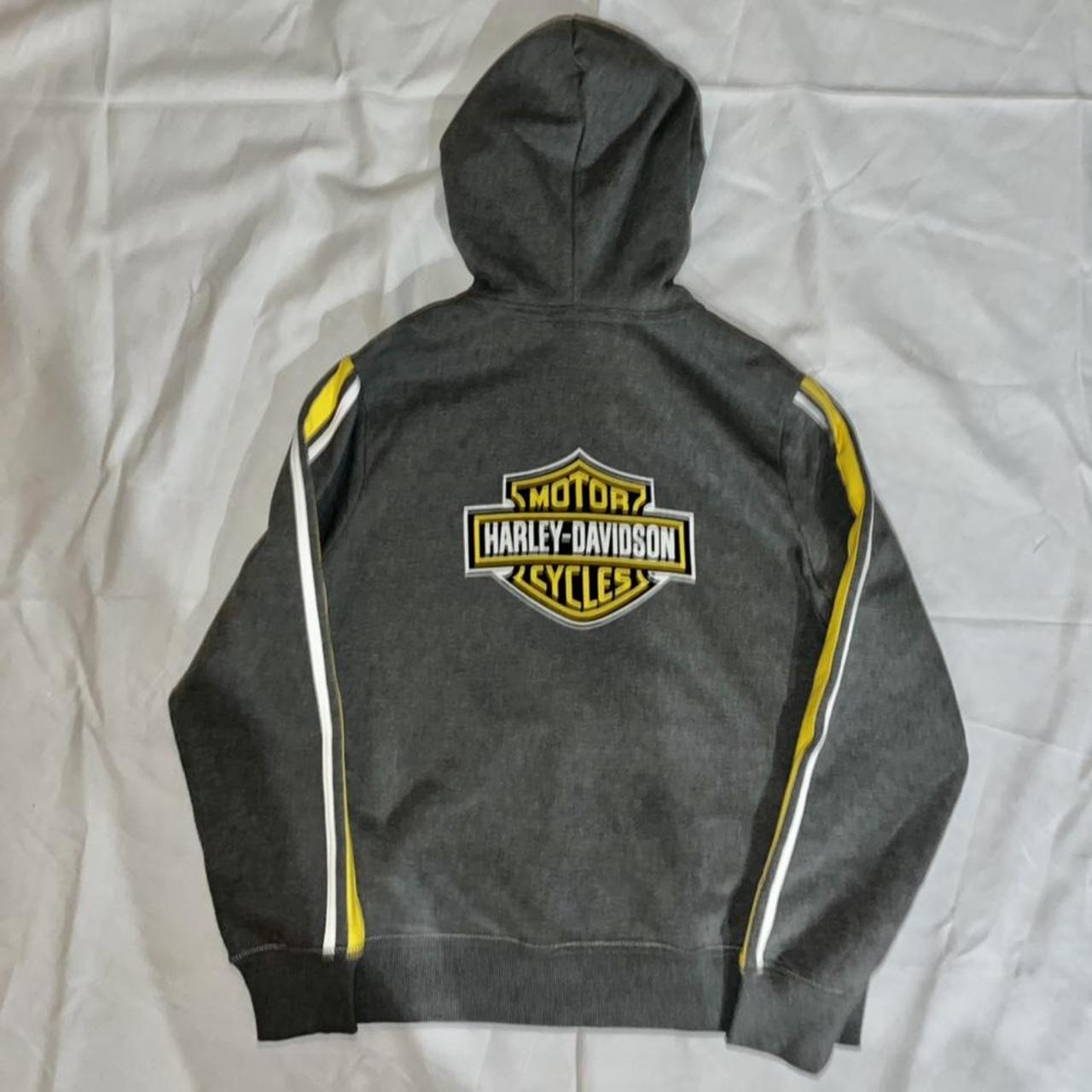 Harley Davidson zip up hoodie with yellow accent... - Depop