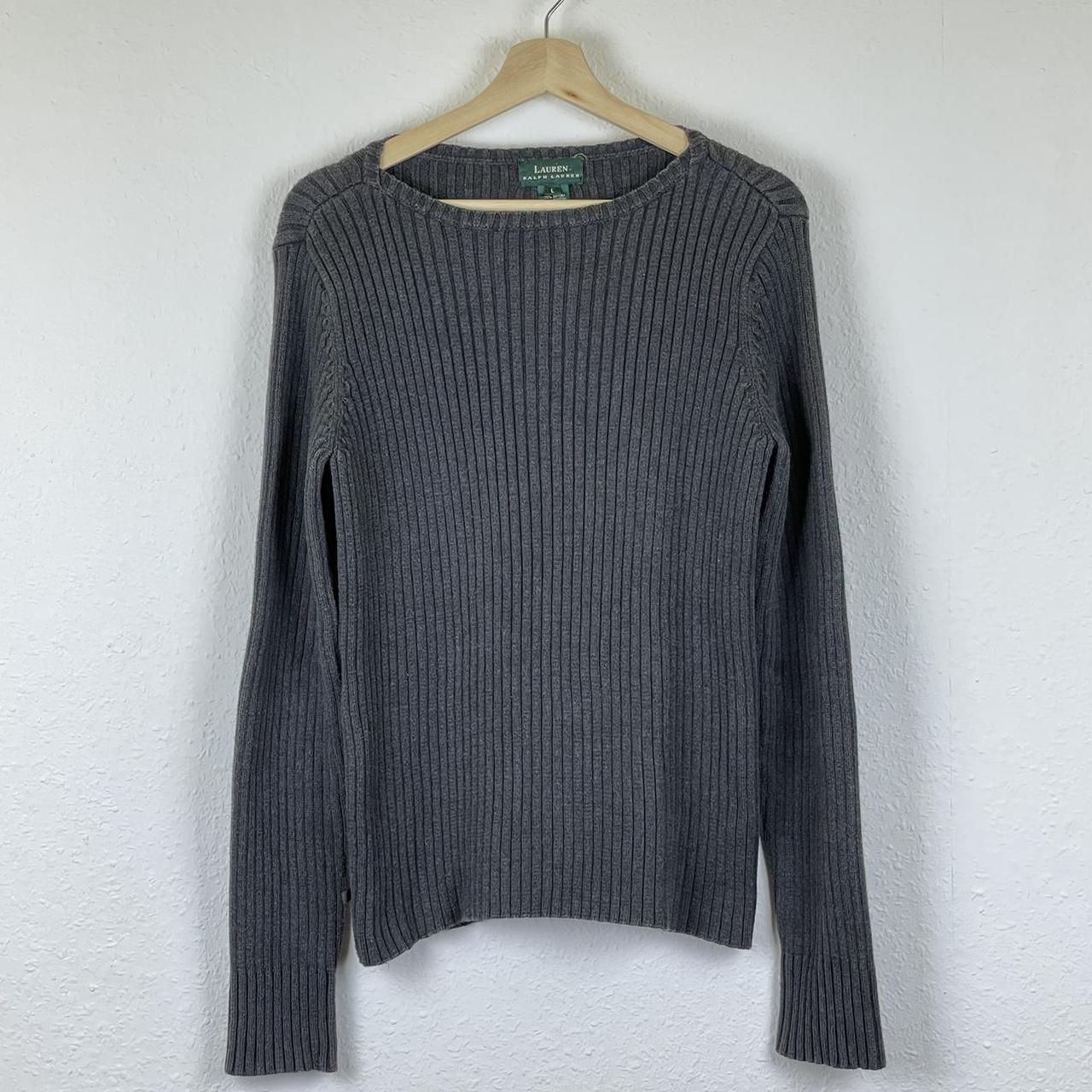 Polo Ralph Lauren thick charcoal knit sweater.... - Depop