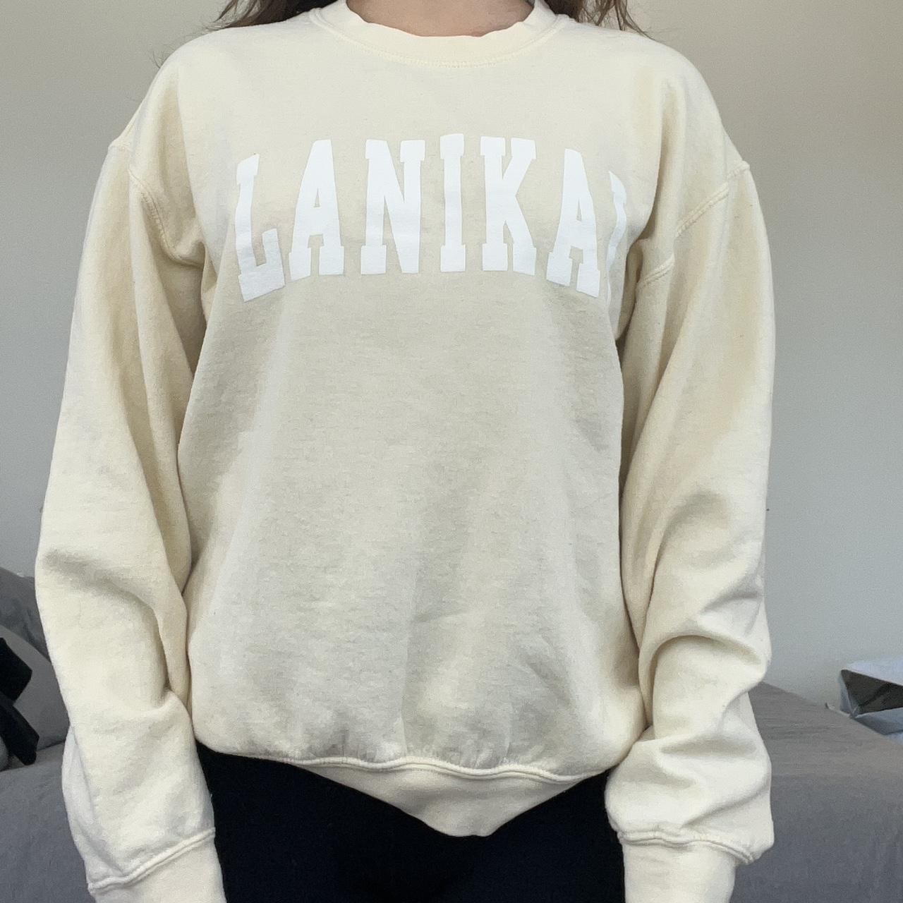 Brandy Melville Women's Yellow and White Sweatshirt Depop