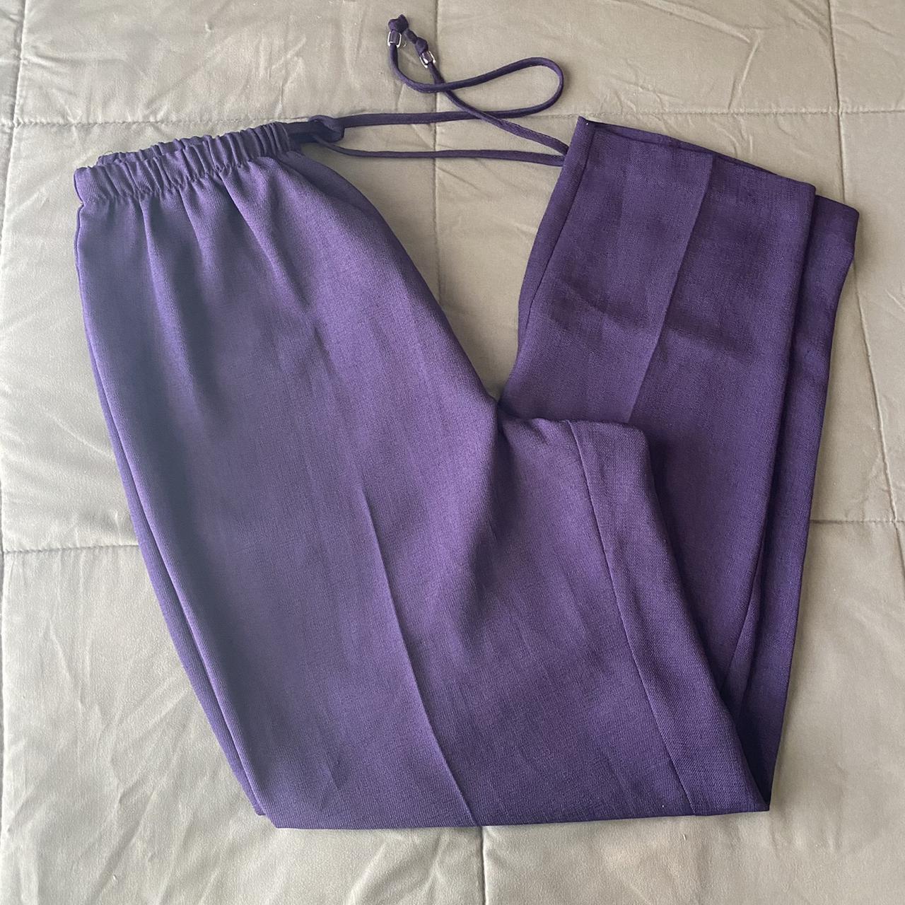 Dark Purple Drawstring Dress Pants EVERYTHING MUST... - Depop