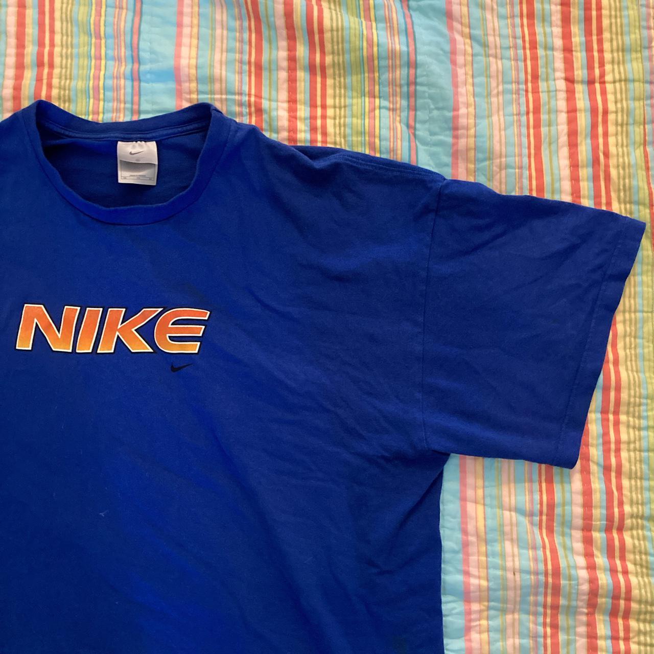 Nike Men's Blue and Orange T-shirt | Depop