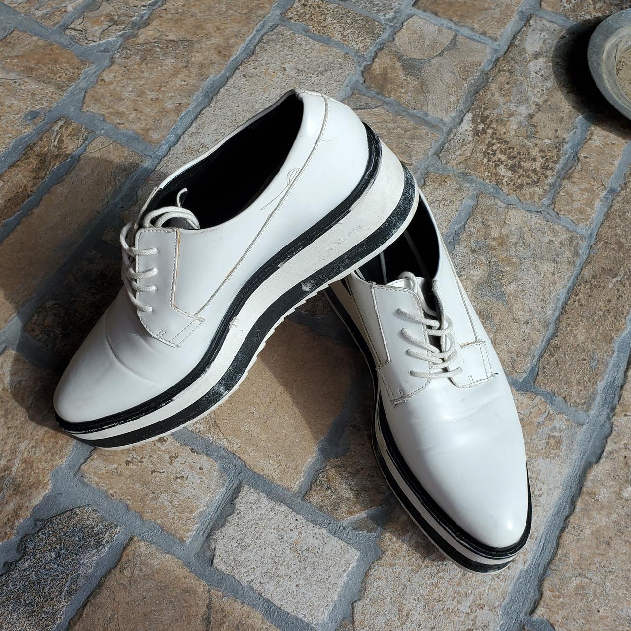 ZARA TRAFALUC platform shoes white and black. Sole | Depop