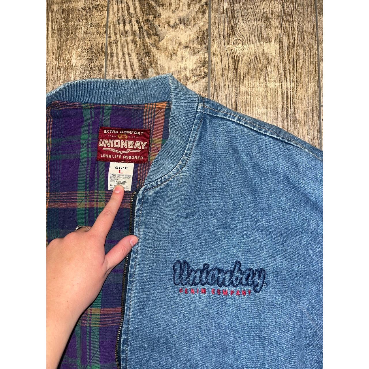 Vintage UnionBay denim bomber jacket with flannel...