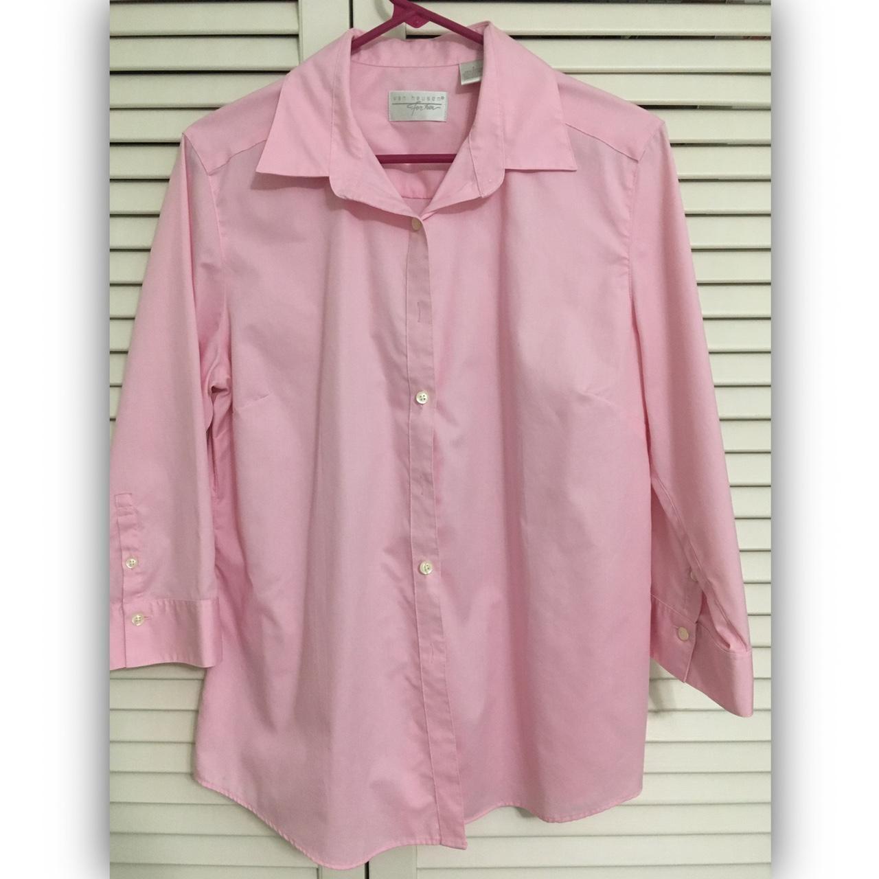 Van Heusen for her Pink Button Down Shirt Size... - Depop