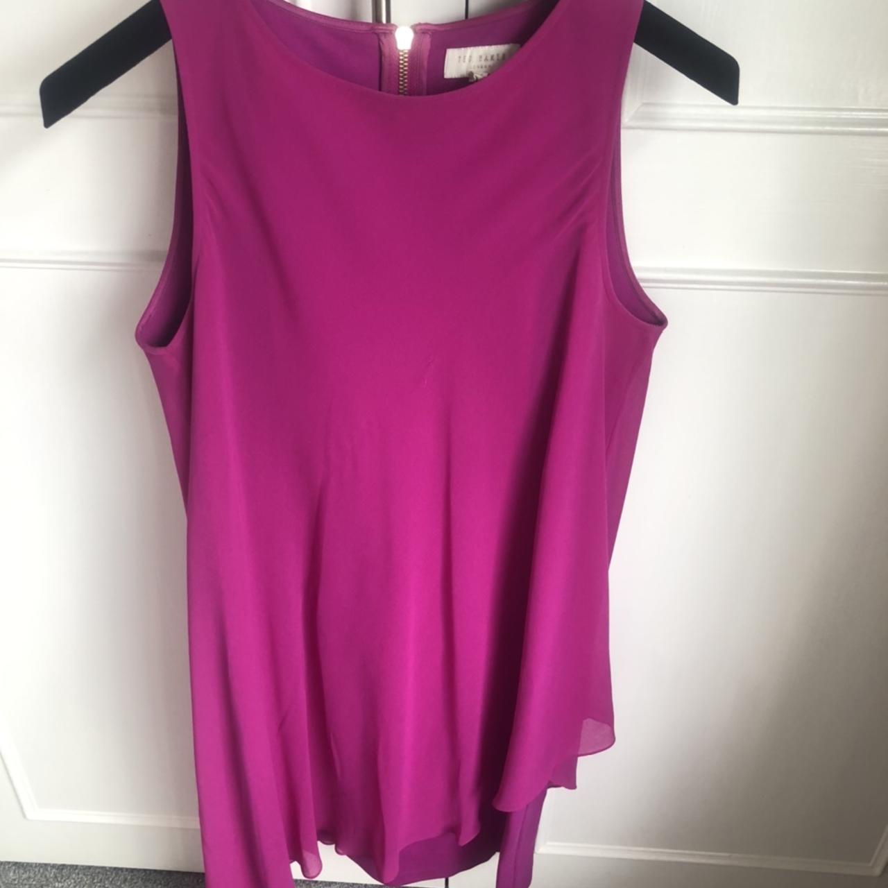 Beautiful hot pink ted baker knee length summer... - Depop