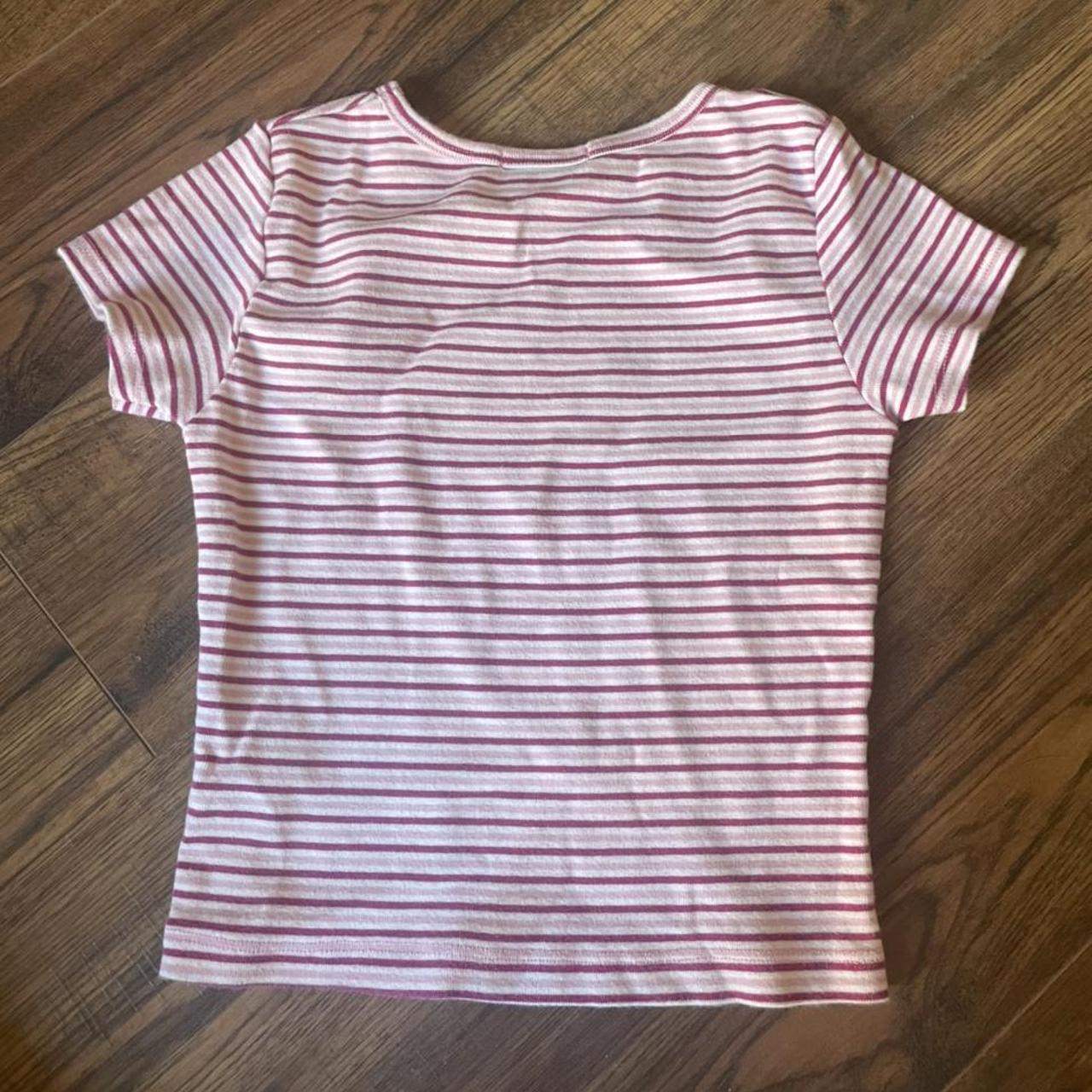 pink and white striped baby tee. From brandy... - Depop