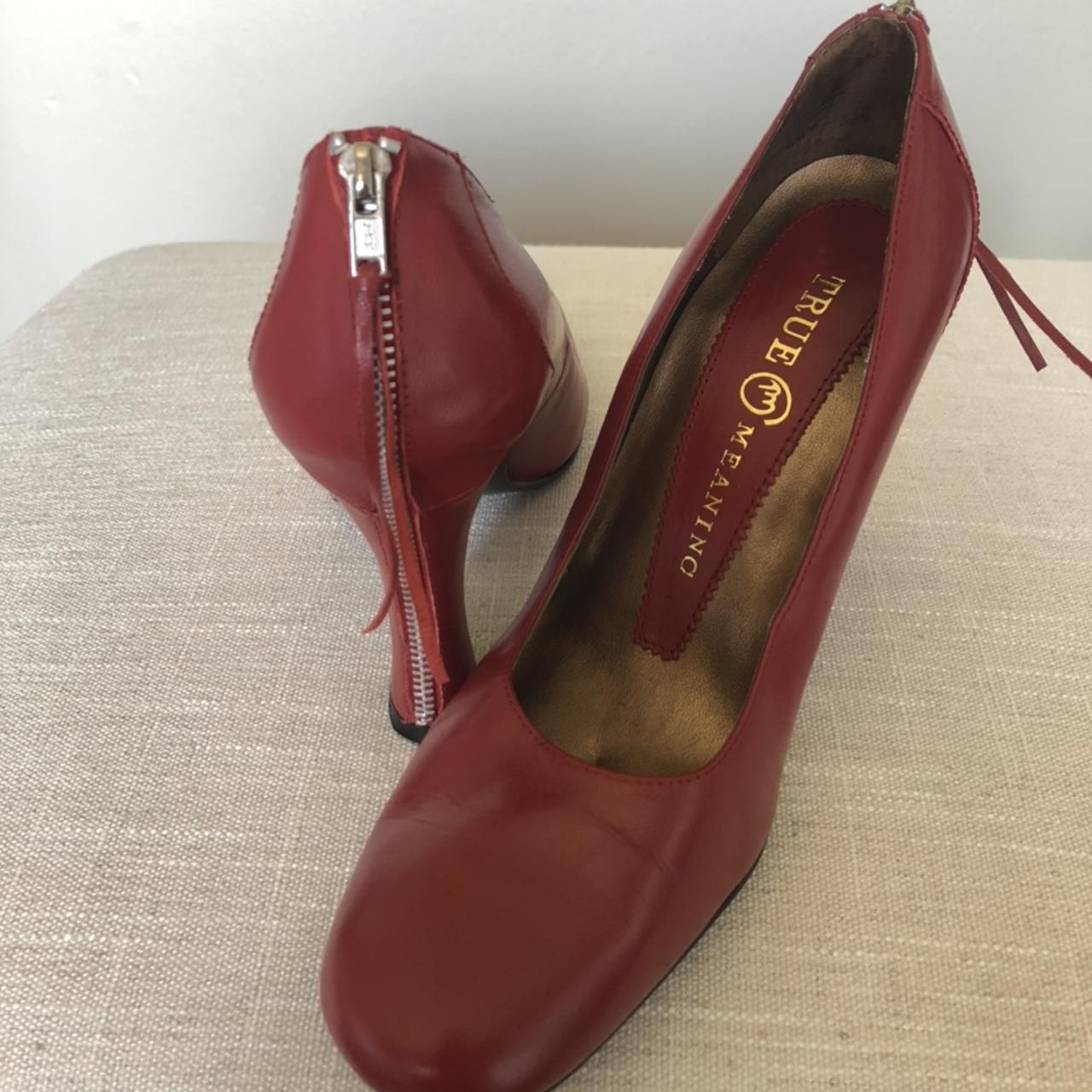 | RUBY RED TRUE MEANING HEELS 👠 | cool zipper detail... - Depop