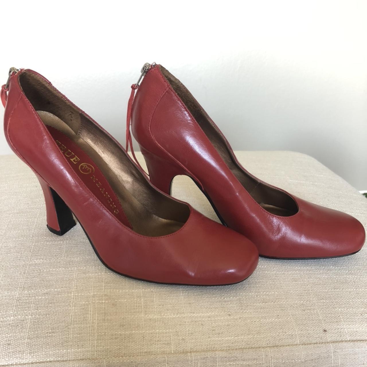 | RUBY RED TRUE MEANING HEELS 👠 | cool zipper detail... - Depop