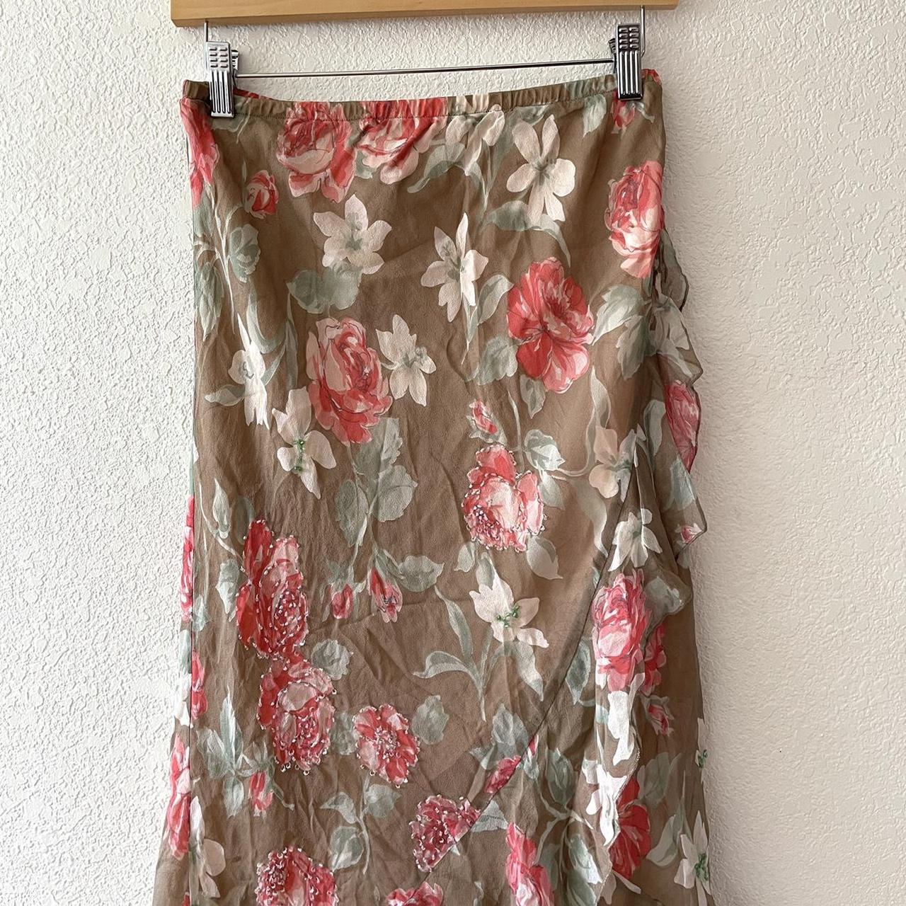 [84] floral beaded fairy like maxi skirt 100%... - Depop