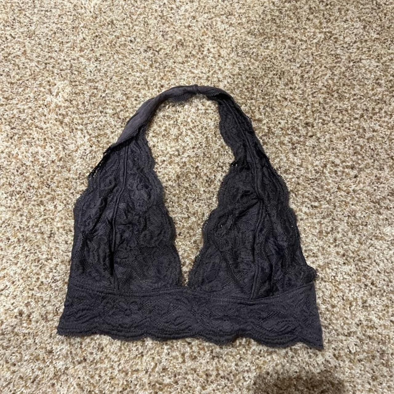 Cute grey lace padded halter bralette from - Depop