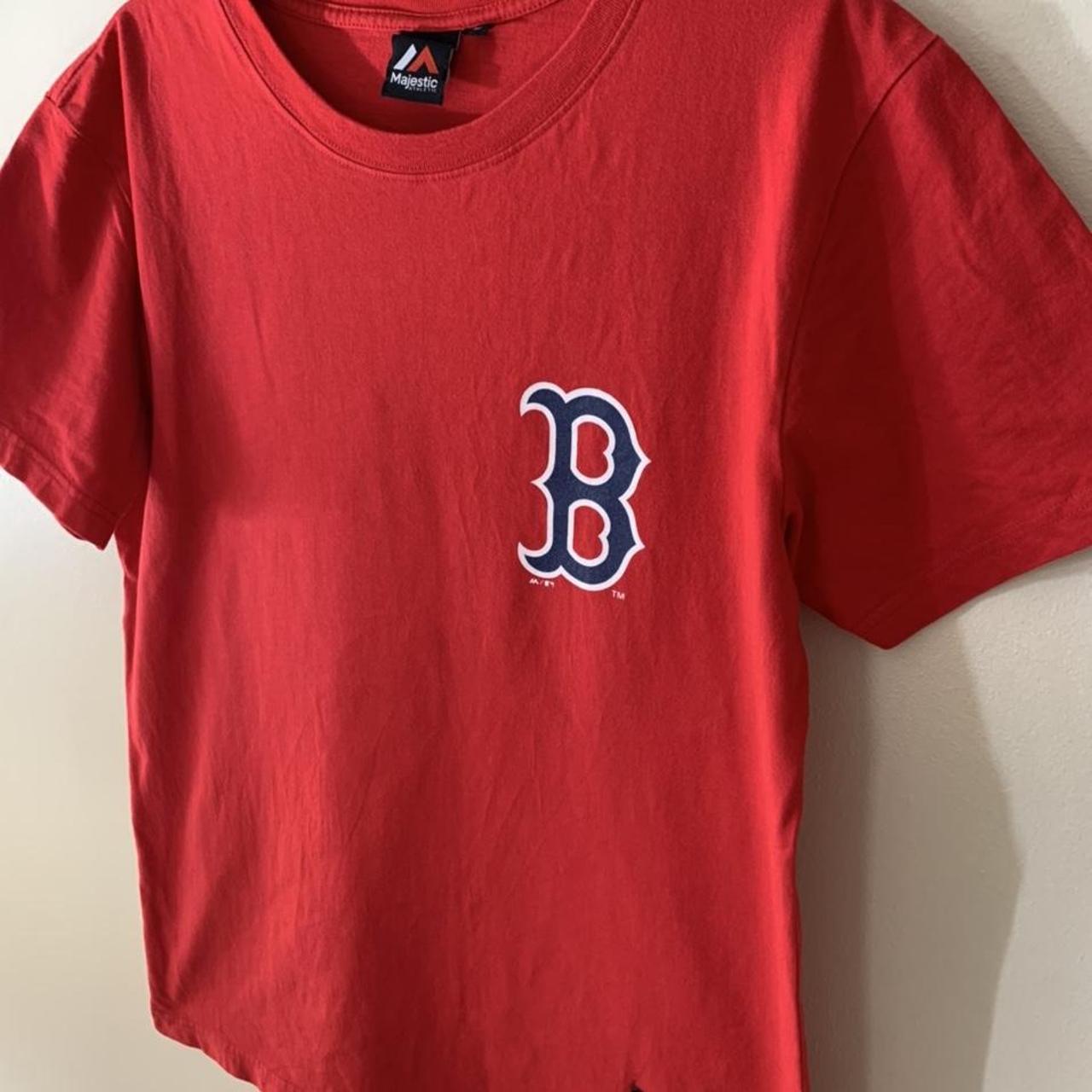 VINTAGE BOSTON RED SOX TEE IN RED W/ LOGO PRINT... - Depop