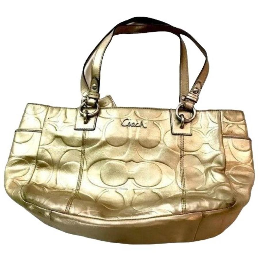 Coach Signature Metallic Gold Leather Tote Bag Depop