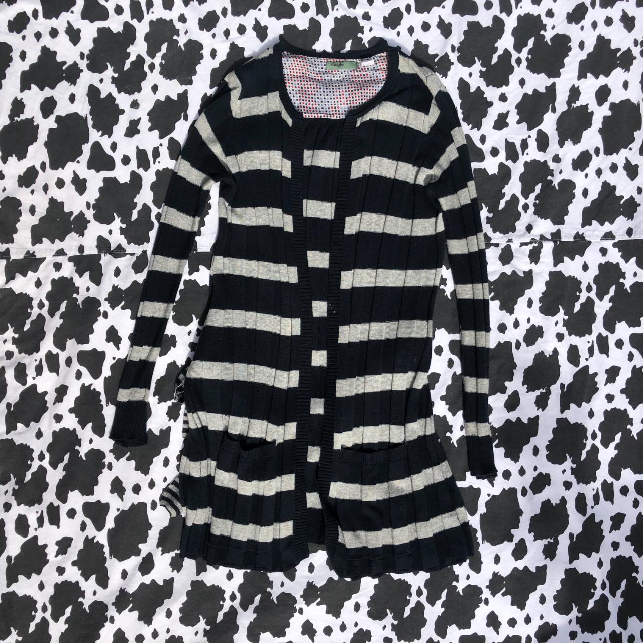 Maple Striped Cardigan! This cardigan is black/navy... - Depop