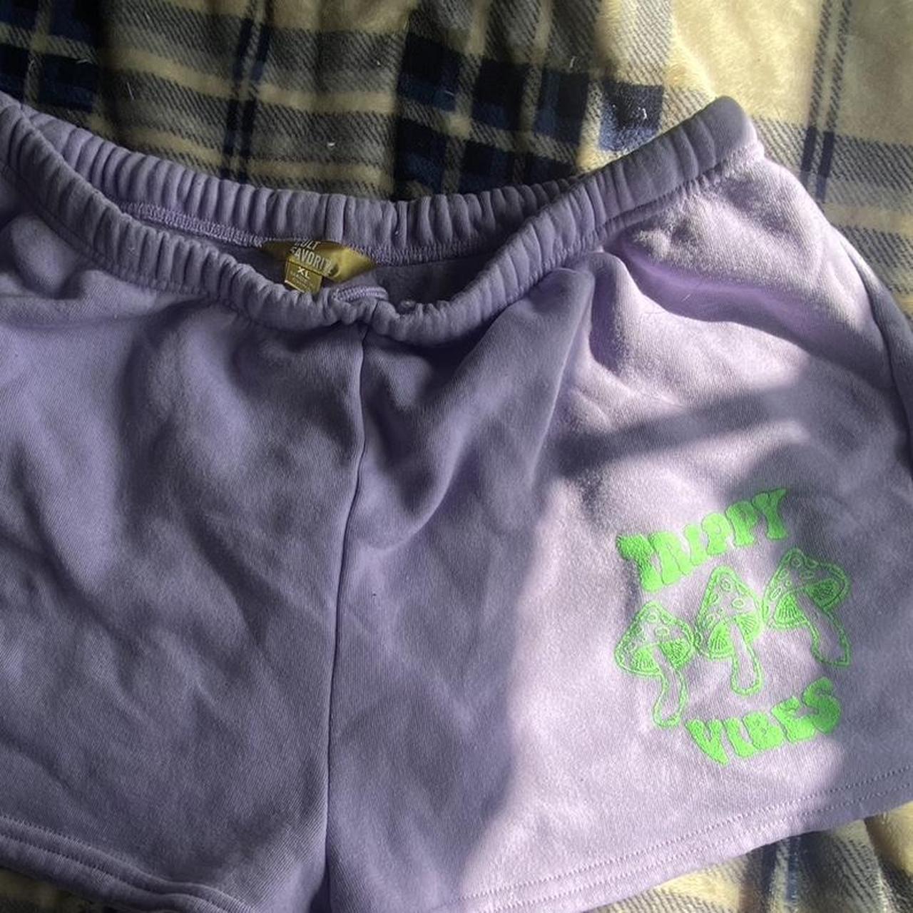 Women's Green and Purple Shorts Depop