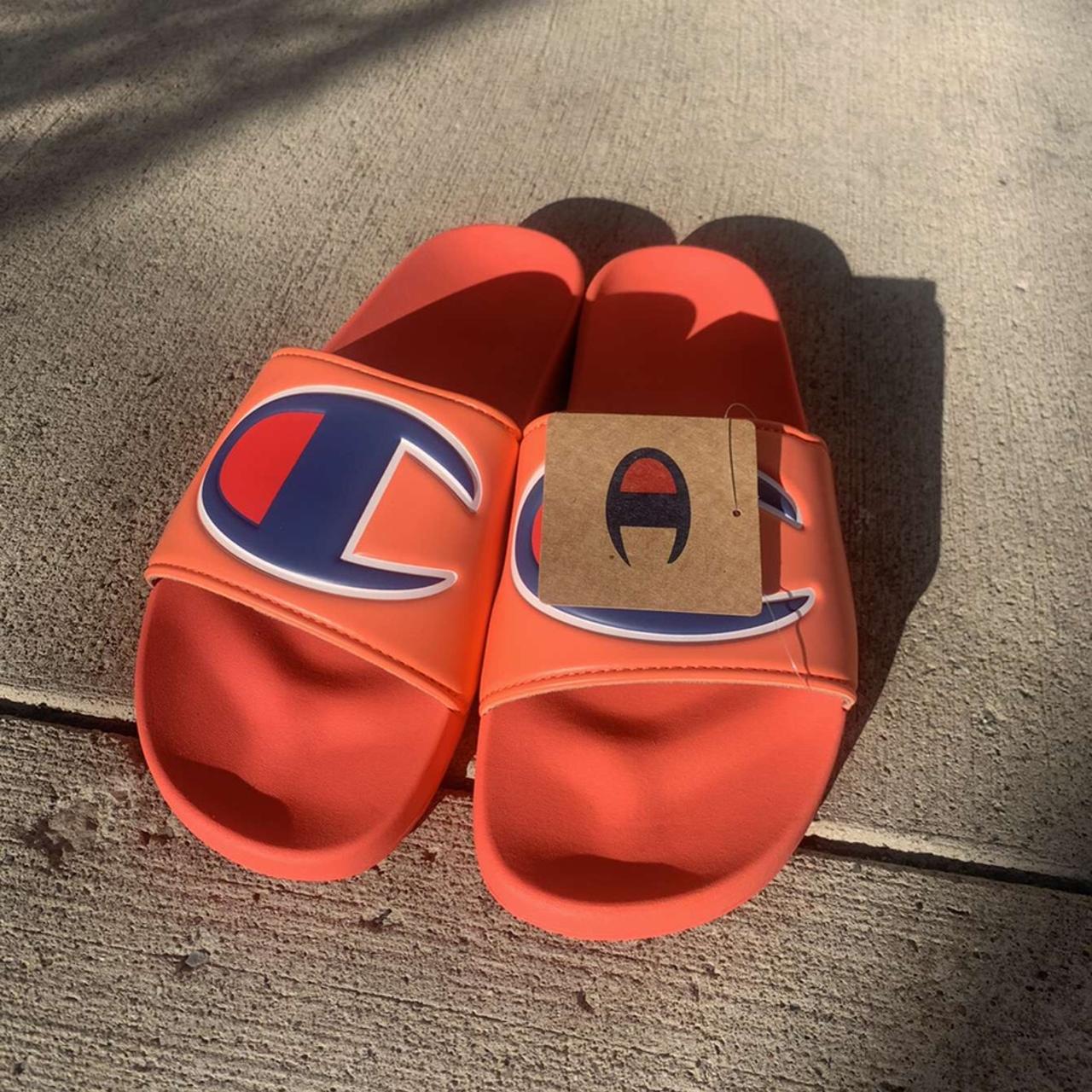 Champion Men s Slides Groovy Papaya Size. Depop