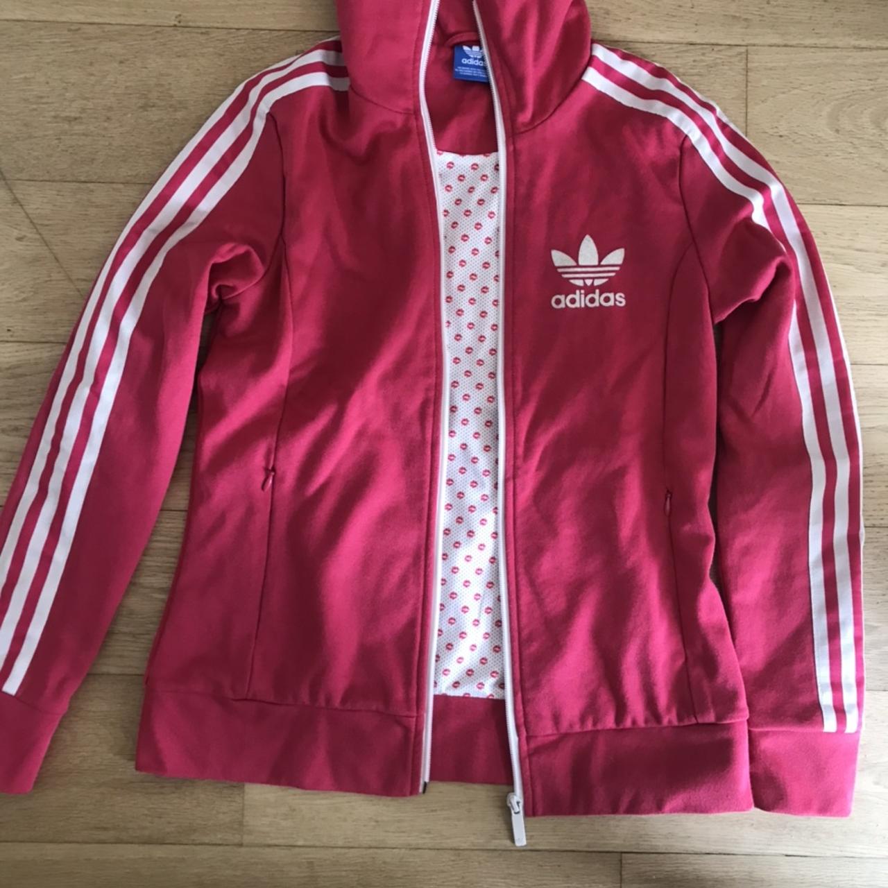 😍Rare hot pink retro/vintage Adidas jacket, jumper,... - Depop