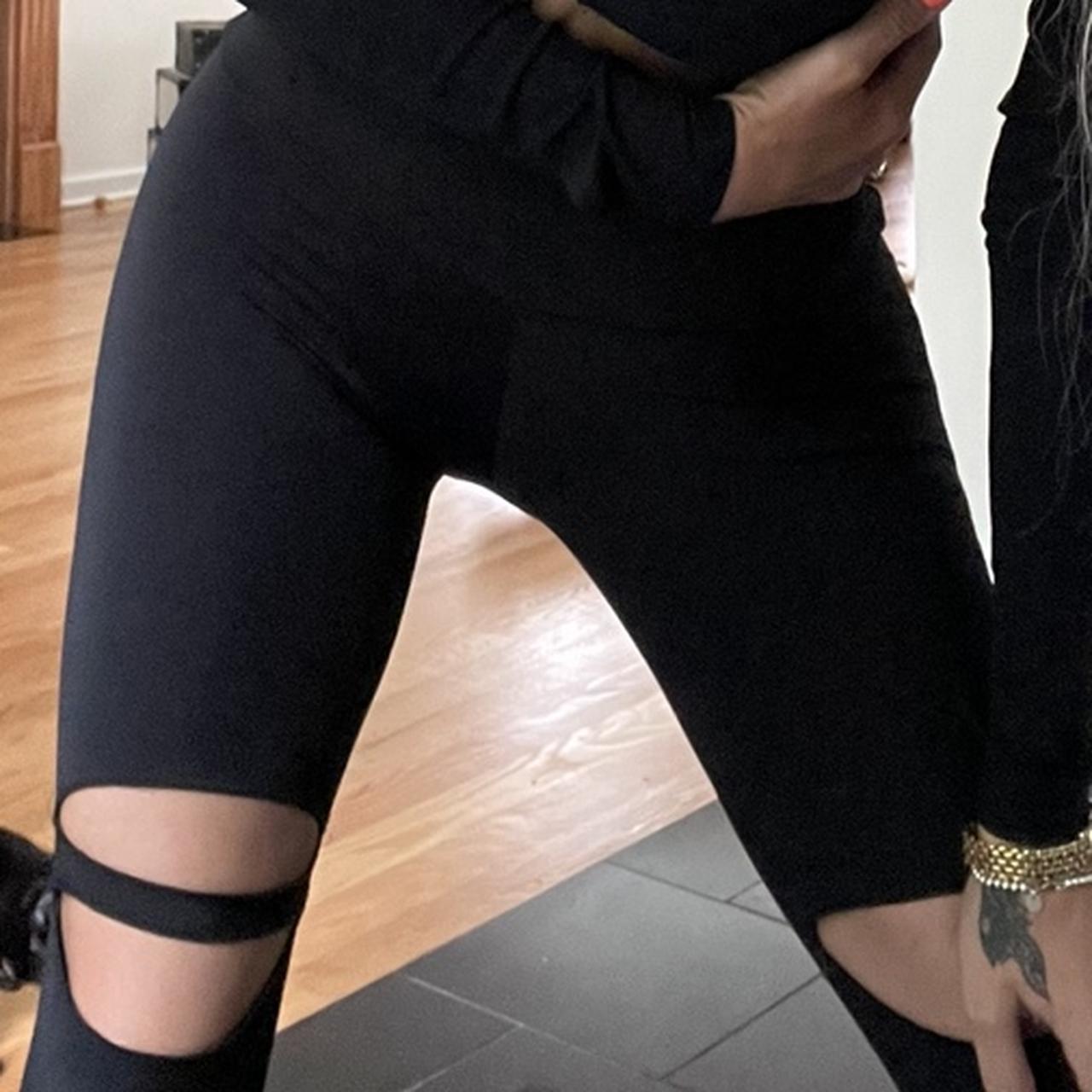 Black Fila yoga pants. very comfy and stretchy, draw - Depop