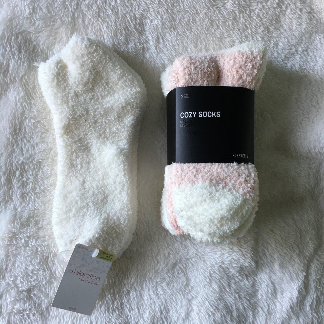 fuzzy sock bundle 2 long cozy socks from forever... Depop