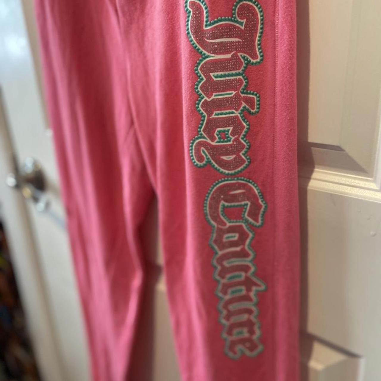 Juicy Couture hot pink sweatpants with rhinestone - Depop