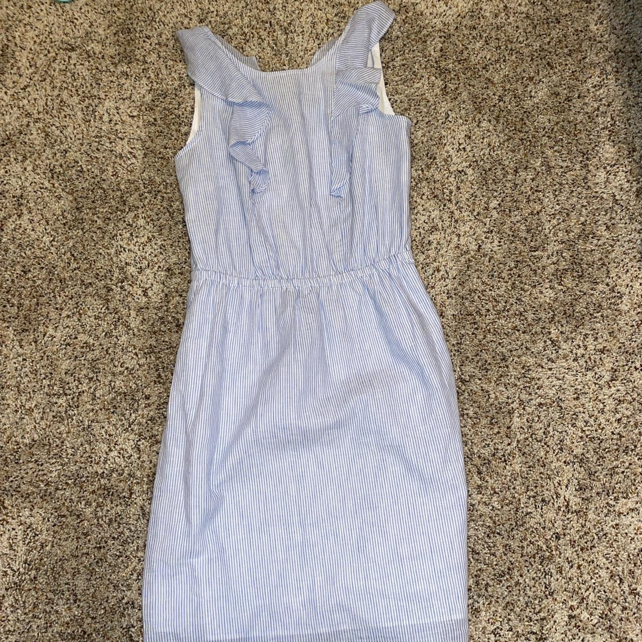 J.Crew Women's Blue and White Dress | Depop