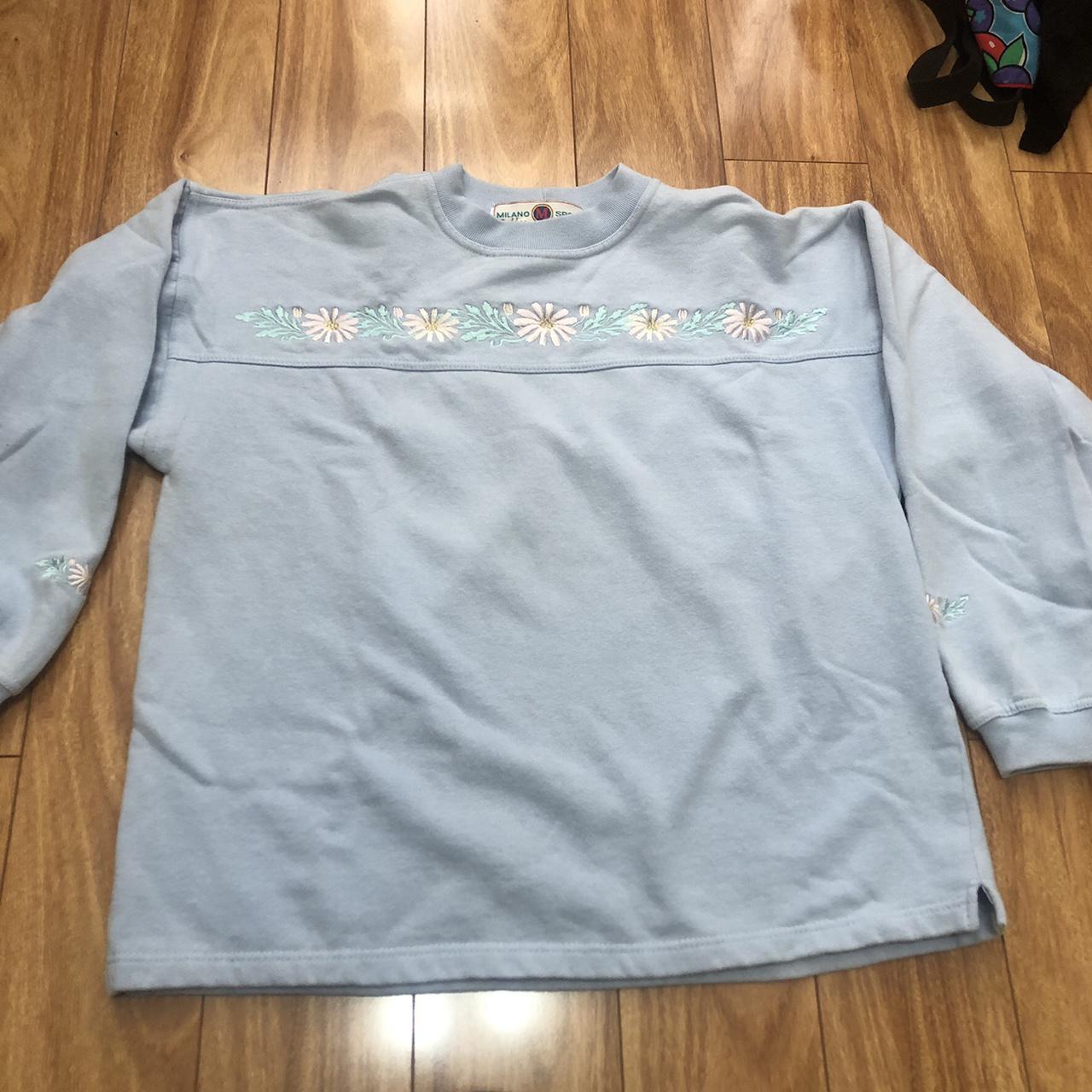 Women's Blue and White Sweatshirt | Depop