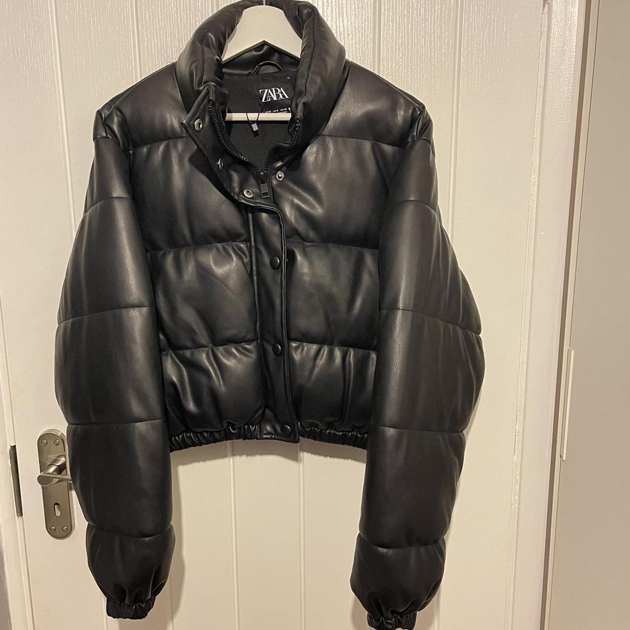 bcbg leather puffer jacket