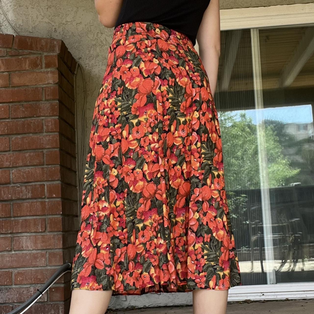 Vintage floral print midi skirt, can also be worn as... - Depop