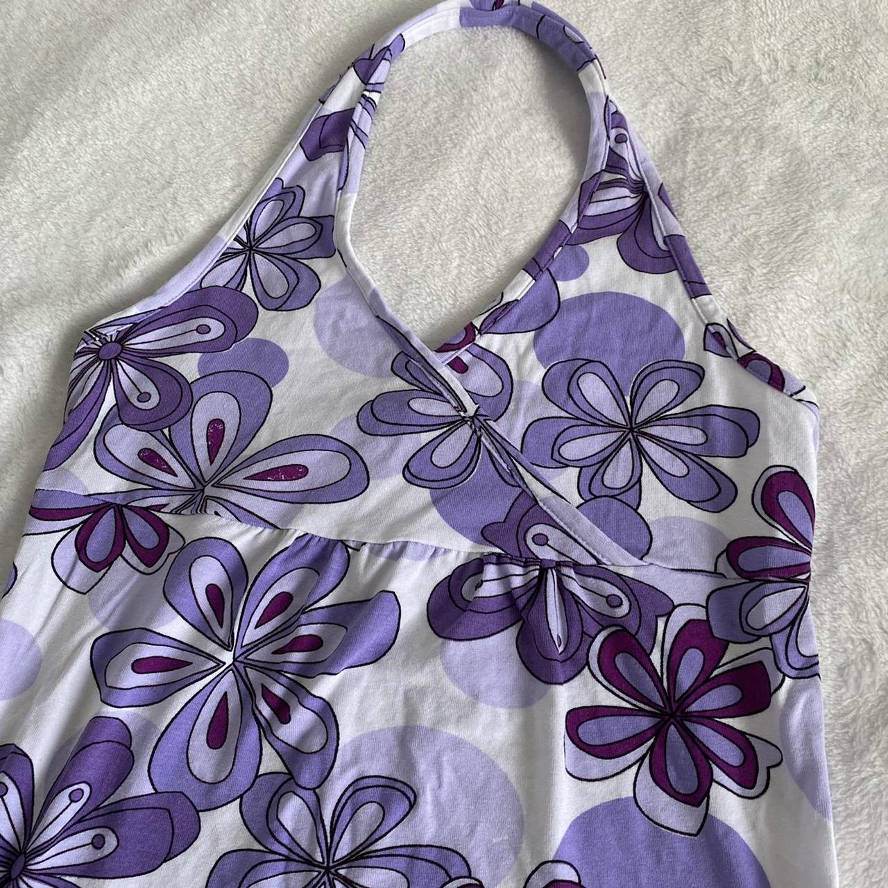 Lovely Hibiscus Neckholder Top Purple with bright... - Depop