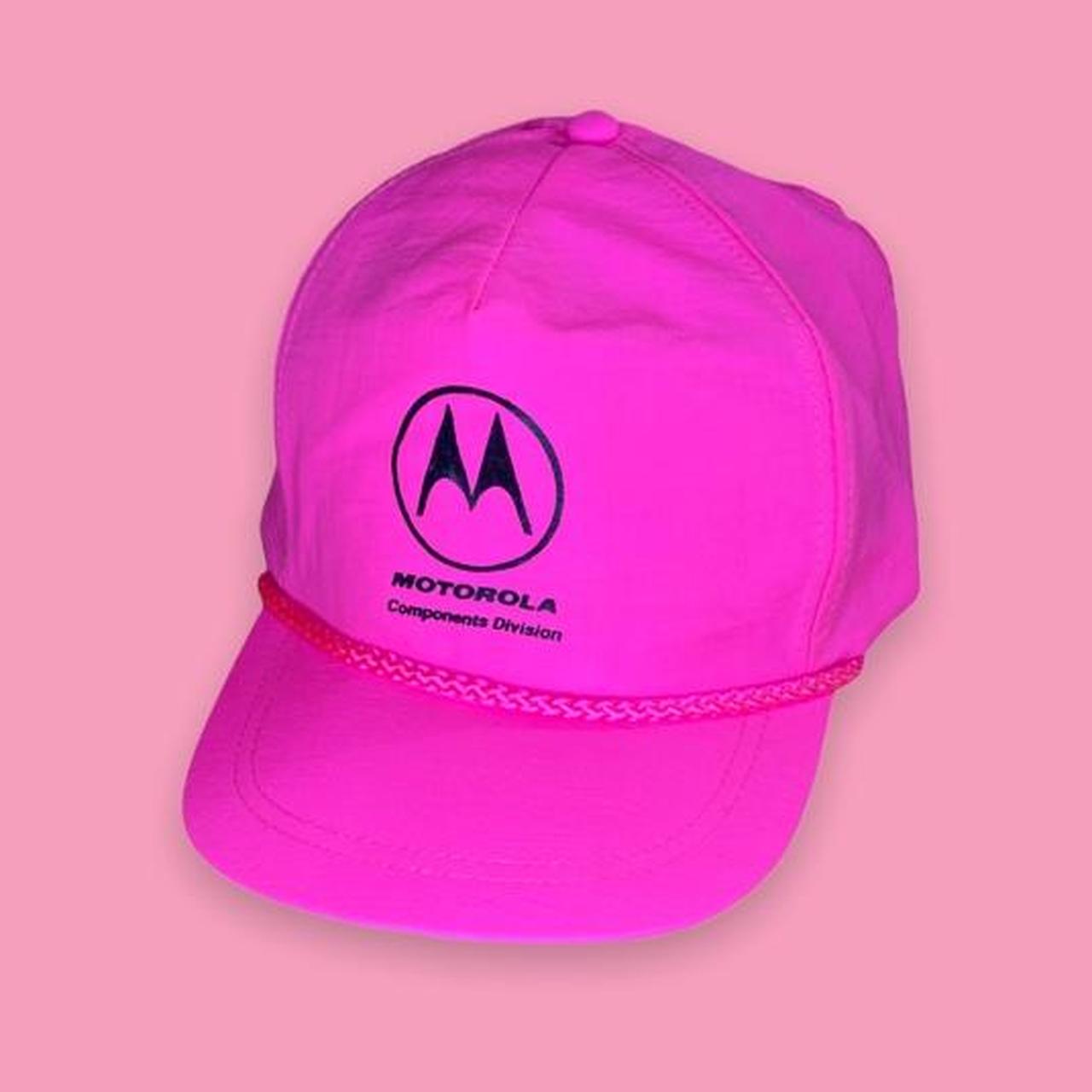 Men's Pink and Black Hat Depop