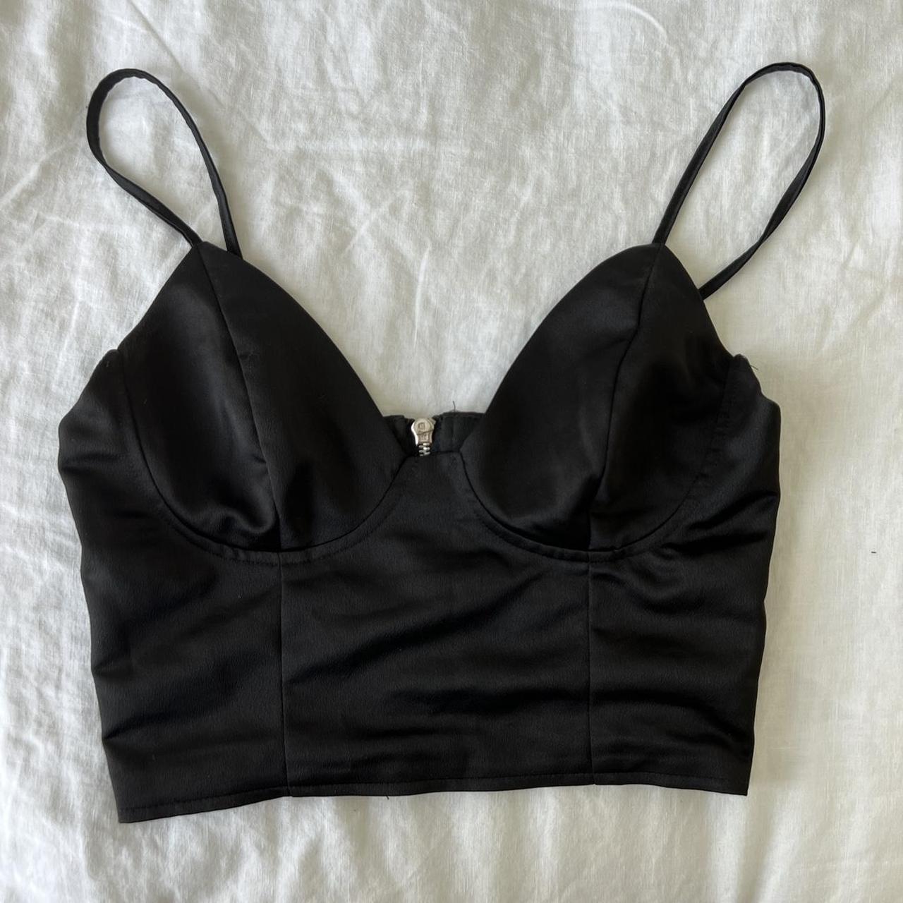 Black Satin Corset Top US Size 2 - Depop