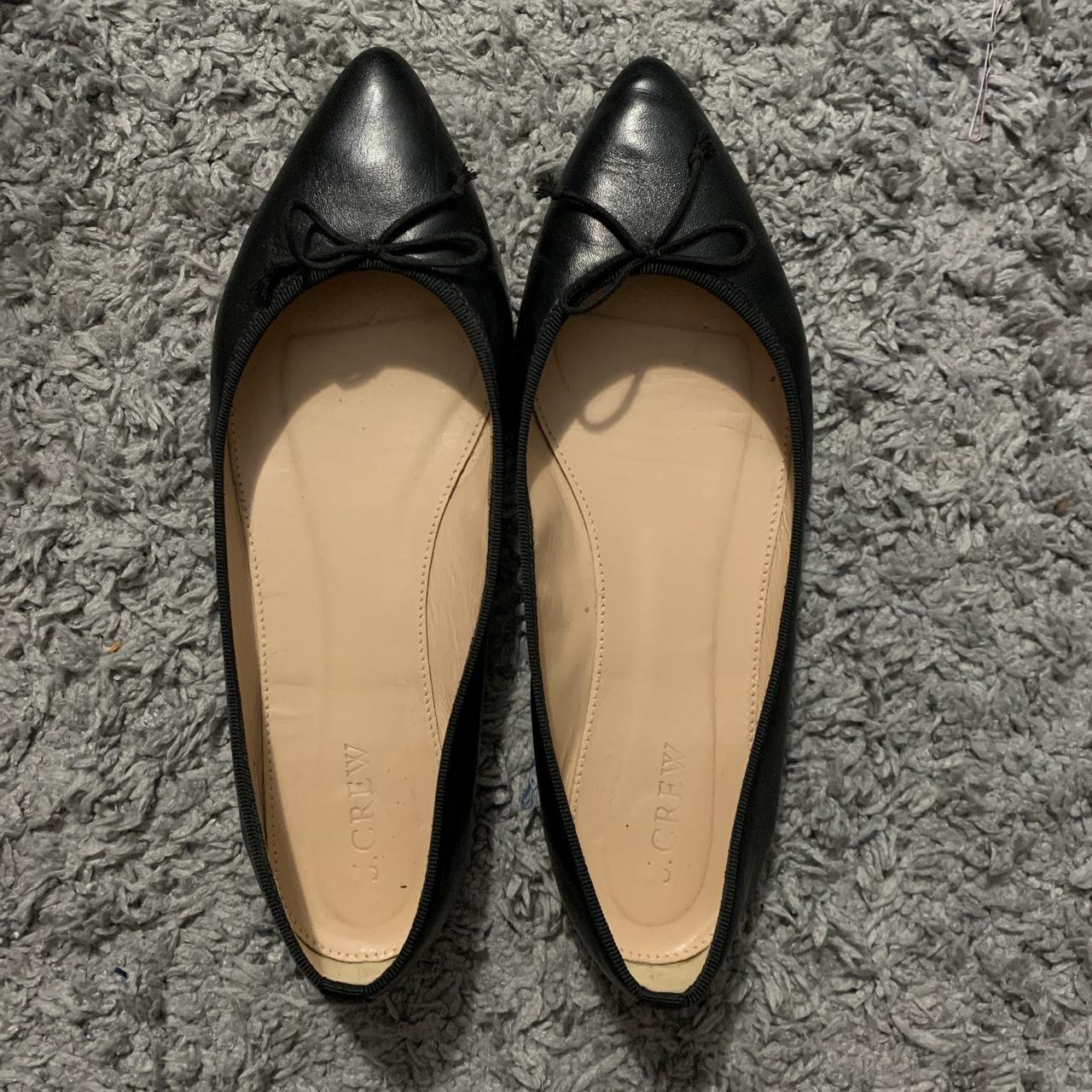 Women's J. Crew pointed toe black flats with... - Depop