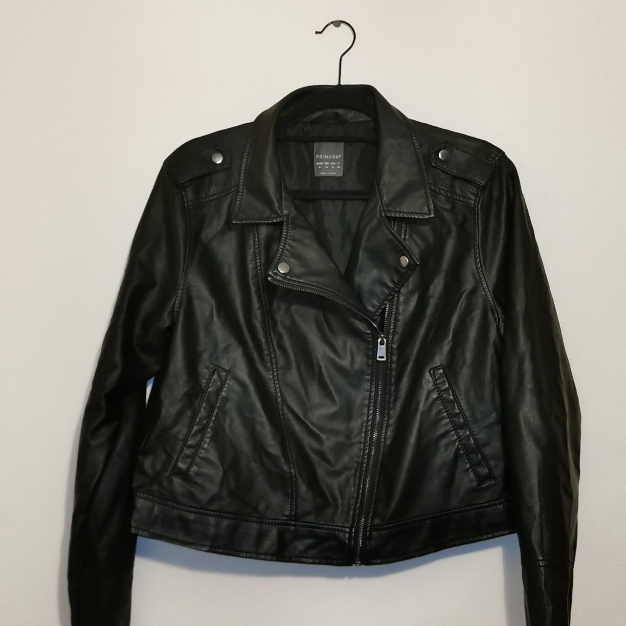 Black faux leather jacket Black faux leather jacket... - Depop