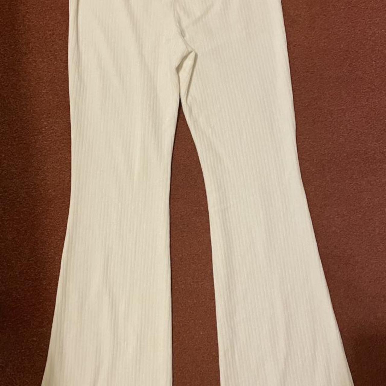 H&M cream flared corduroy trousers Size XS... - Depop