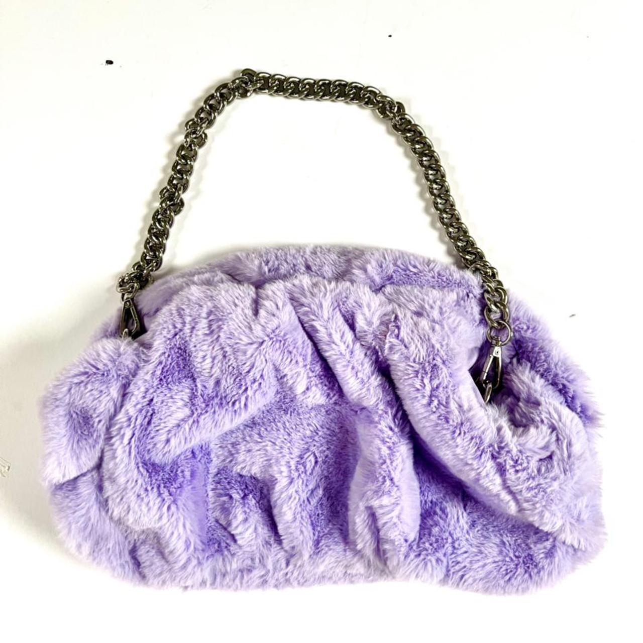 ASOS Design Lilac Faux Fur Bag Detachable chain, can... - Depop