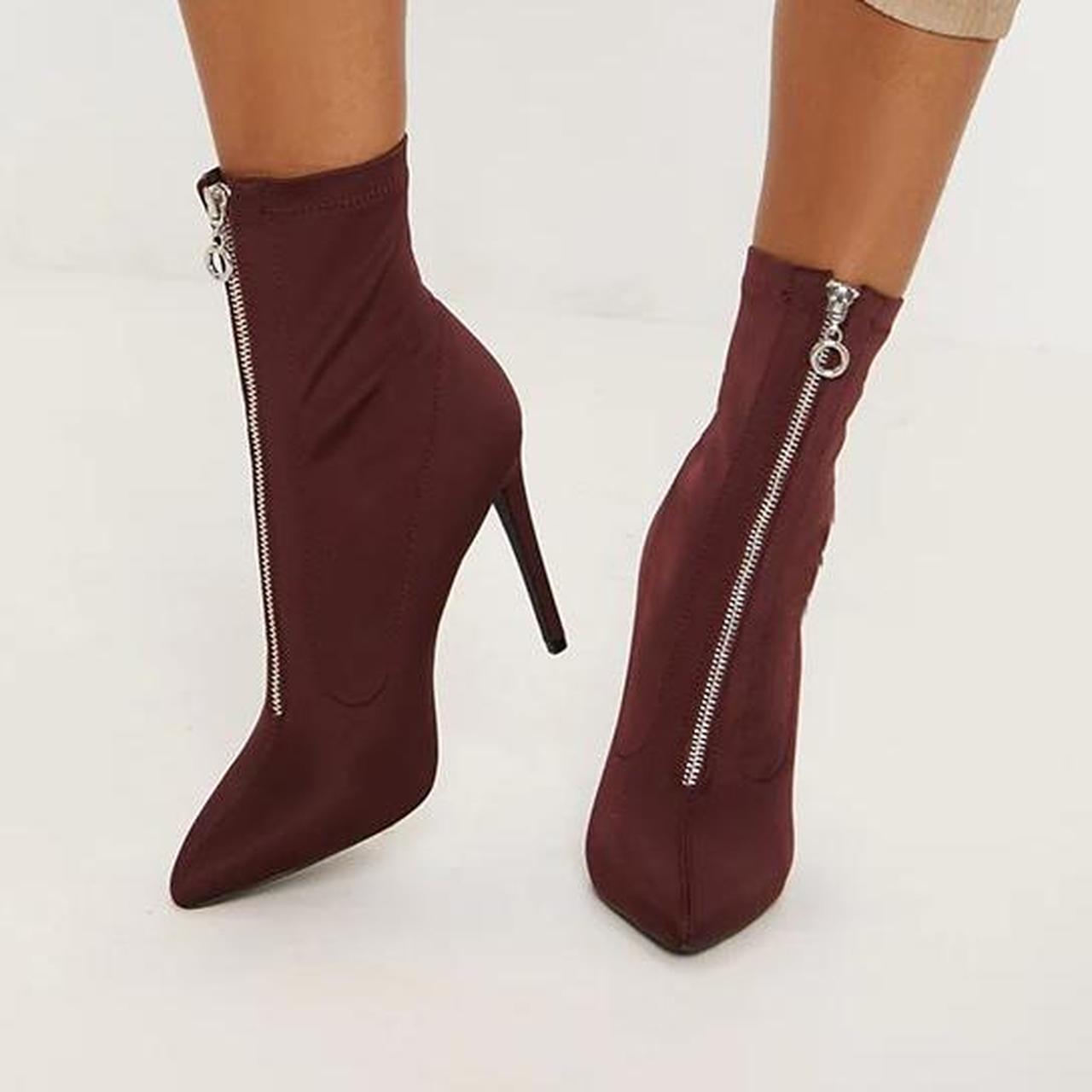 Sock on sale boots burgundy