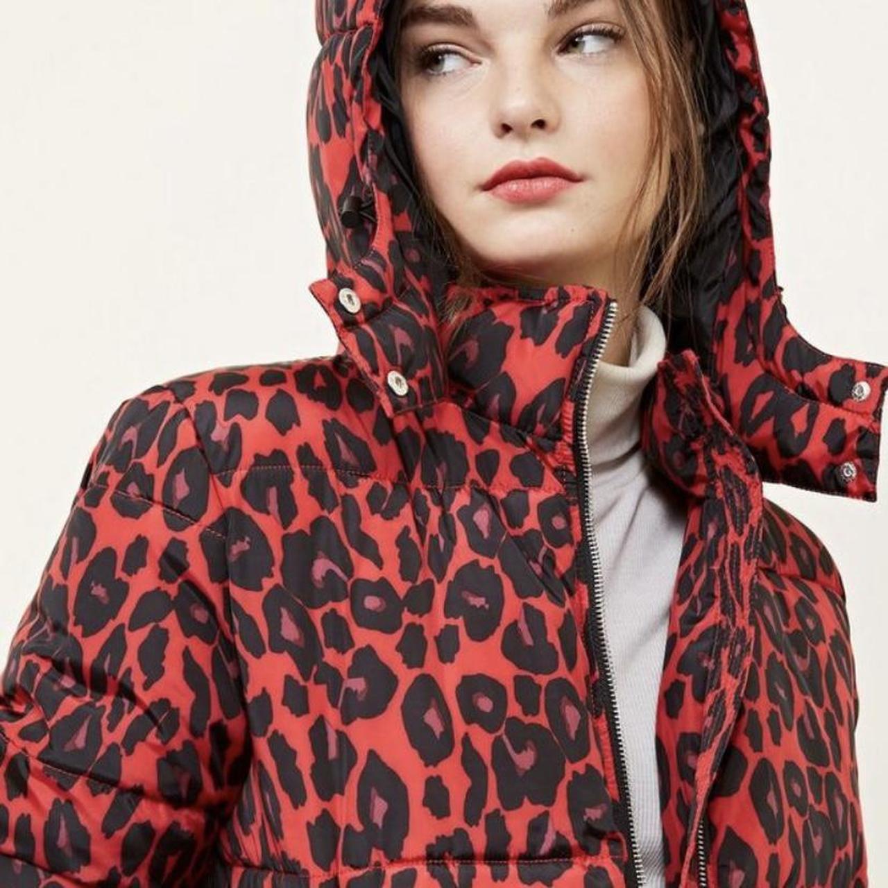 red leopard print puffer jacket